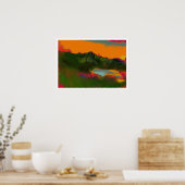 Zomerzonsondergang Abstract landschap Poster (Keuken)
