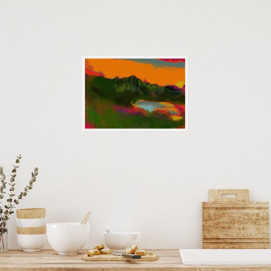 Zomerzonsondergang Abstract landschap Poster (Keuken)