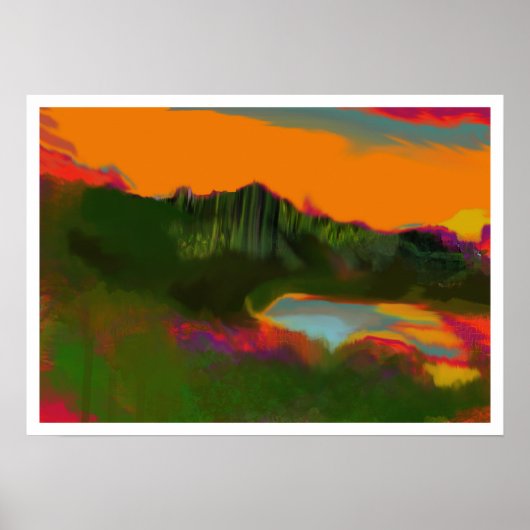 Zomerzonsondergang Abstract landschap Poster (Voorkant)