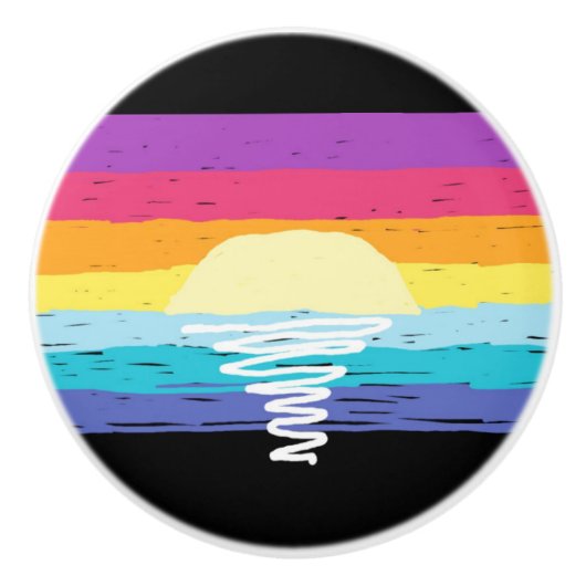 Zomerzonsondergang Keramische Knop (Black Multi) (Voorkant)