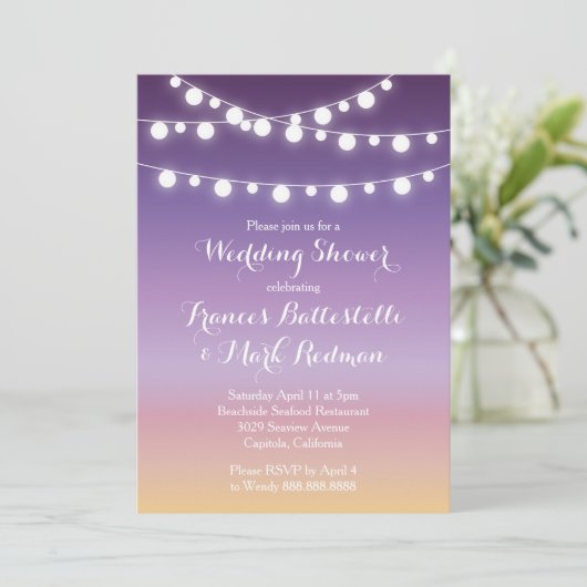 Zomerzonsondergang Lights Bruids Trouwdouche Kaart (Staand voorkant)