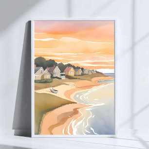 Zomerzonsondergang   Martha's Vineyard Aquarel Poster