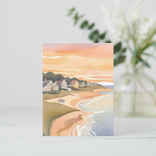 Zomerzonsondergang | Martha's Vineyard Waterverf Briefkaart (Staand voorkant)