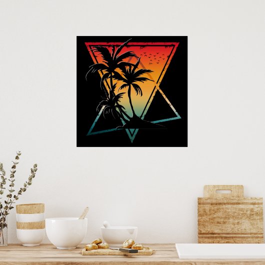 zomerzonsondergang  palmbomen poster (Keuken)