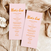 Zomerzonsondergang Roze en Oranje Tropische bruilo Menu