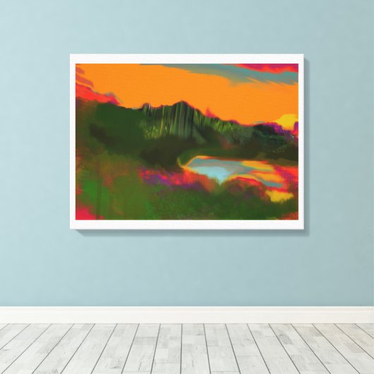 Zomerzonsondergang Tropische scene Canvas Afdruk (Insitu (Houten vloer))