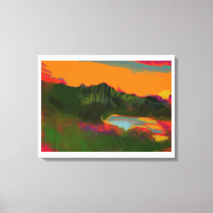 Zomerzonsondergang Tropische scene Canvas Afdruk