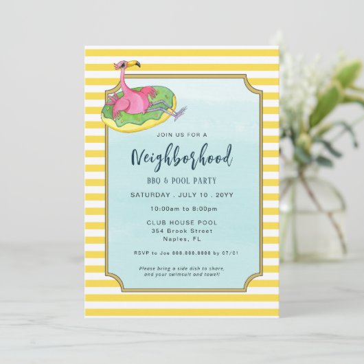 Zomerzwembad en Blockfeest Kaart (Staand voorkant)