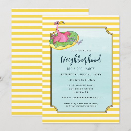 Zomerzwembad en Blockfeest Kaart (Voorkant / Achterkant)