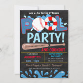 Zomerzwembad-honkbalfeest uitnodiging (Voorkant)