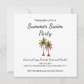 Zomerzwembad Party Beach Tropische Palmbomen Kaart (Voorkant)