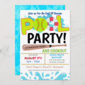 Zomerzwembad Softbal Feest Uitnodiging (Voorkant / Achterkant)