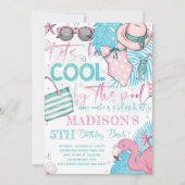 Zomerzwembad Verjaardagsfeest Schattige Roze Turqu Kaart (Voorkant)