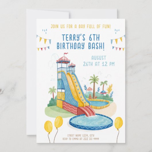 Zomerzwembadfeestje voor kinderen kaart (Voorkant)