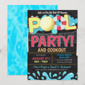 Zomerzwembadvolleybalfeestuitnodiging Kaart (Voorkant / Achterkant)