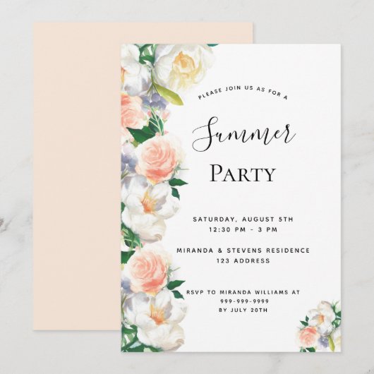 Zomfbloemigen wit kaart (Voorkant / Achterkant)