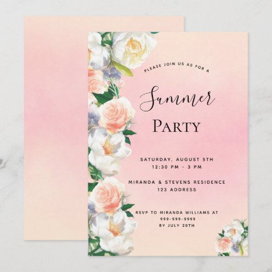 Zomfbloemigen wit kaart (Voorkant / Achterkant)