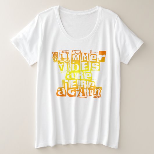 Zomfbomen zijn hier weer Oranje gele tekst Grote Maat T-shirt (Design voorkant)