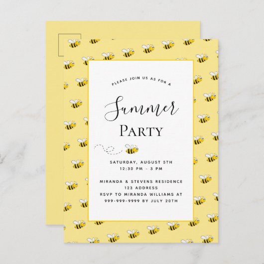 Zomfeeënfeest met hommels achtertuin bq briefkaart (Voorkant / Achterkant)