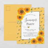 Zomfeembijen zonnebloemen achtertuin bq briefkaart (Voorkant / Achterkant)