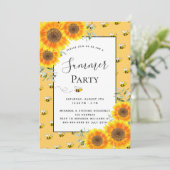 Zomfeembijen zonnebloemen achtertuin bq kaart (Staand voorkant)