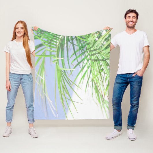 Zomfpalmboom laat Bleek groen deegsel over Fleece Deken (In situ)