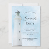 Zomfvuurtoren kuststrand blauw kaart (Voorkant)