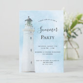 Zomfvuurtoren kuststrand blauw kaart (Staand voorkant)