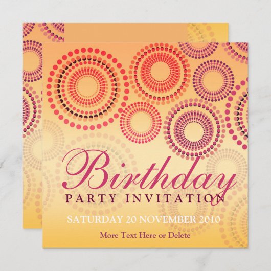 Zomfvuurwerk - Birthday-uitnodiging Kaart (Voorkant / Achterkant)