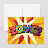 ZOMG Fun Retro Comic Book Pop Art Aankondigingskaart (Voorkant / Achterkant)