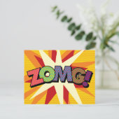 ZOMG Fun Retro Comic Book Pop Art Aankondigingskaart (Staand voorkant)