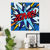 ZOMG Fun Retro Comic Book Pop Art Poster (Thuiskantoor)