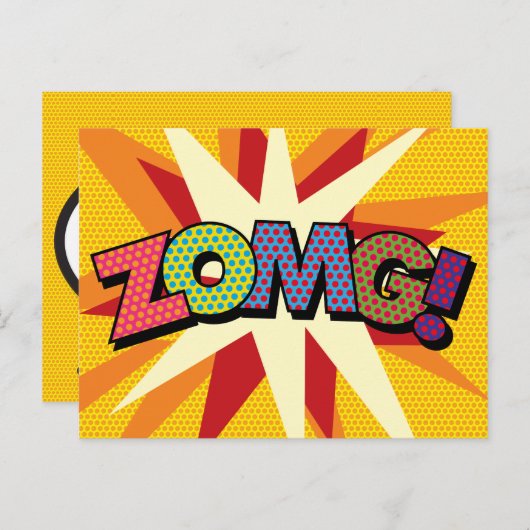 ZOMG Jouw Bericht Spraakballon Fun Retro Aankondigingskaart (Voorkant / Achterkant)