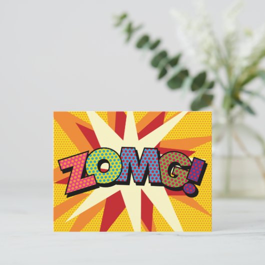 ZOMG Jouw Bericht Spraakballon Fun Retro Aankondigingskaart (Staand voorkant)