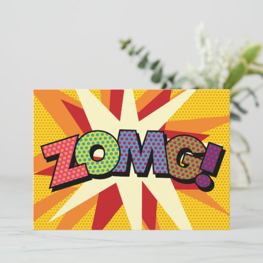 ZOMG Uw Bericht Spraak Bubble Fun Retro Aankondiging (Staand voorkant)