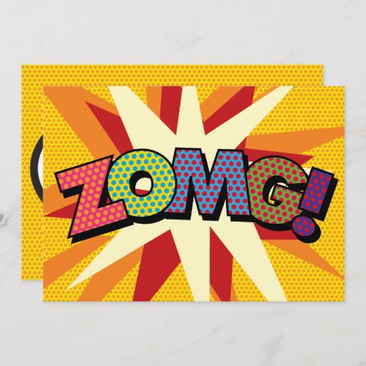 ZOMG Uw Bericht Spraak Bubble Fun Retro Aankondiging (Voorkant / Achterkant)