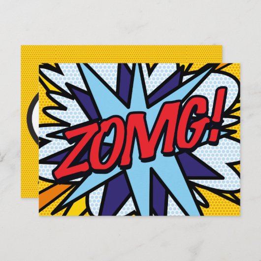 ZOMG Uw Bericht Spraak Bubble Fun Retro Aankondigingskaart (Voorkant / Achterkant)