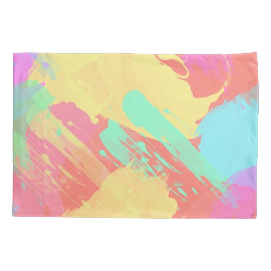 Zomgeel oranje mint roze koraalborstels kussensloop (Achterkant)