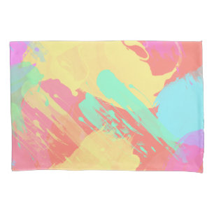 Zomgeel oranje mint roze koraalborstels kussensloop