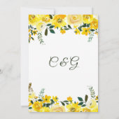 Zomgeel rozenroos floral hand met briefing bruilof kaart (Achterkant)