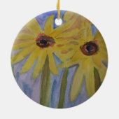 Zomgeel Zonnebloem Keramisch Ornament (Achterkant)