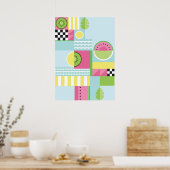 Zomkleurige mozaïekvruchten, watermeloenkiwi poster (Keuken)