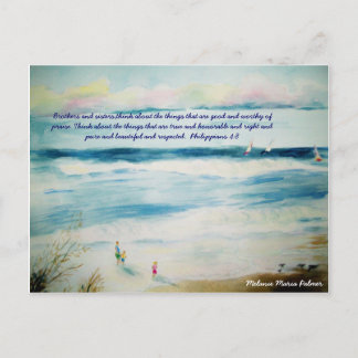 zommerbeachwatercolor, broers en zussen, dit... briefkaart