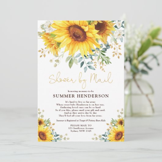 Zomnebloem Baby shower per post Kaart (Staand voorkant)