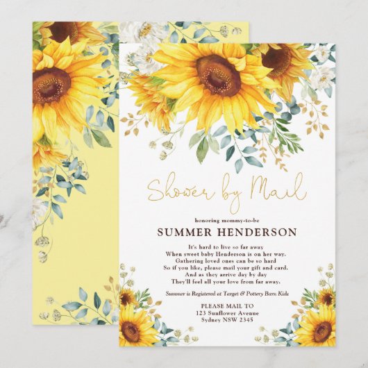 Zomnebloem Baby shower per post Kaart (Voorkant / Achterkant)