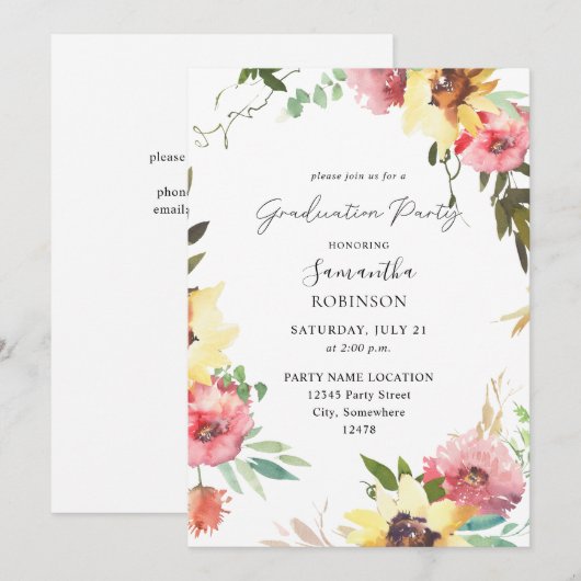 Zomnebloem Floral Gradual Party Kaart (Voorkant / Achterkant)