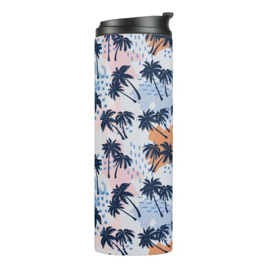 Zompalmen naadloos patroon, kokospalm tr thermosbeker (Gedraaid links)