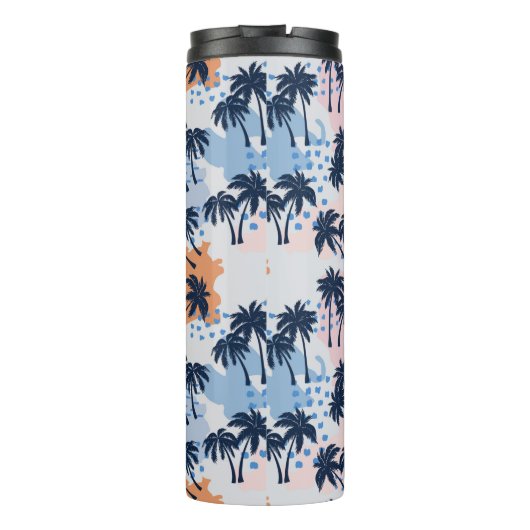 Zompalmen naadloos patroon, kokospalm tr thermosbeker (Achterkant)