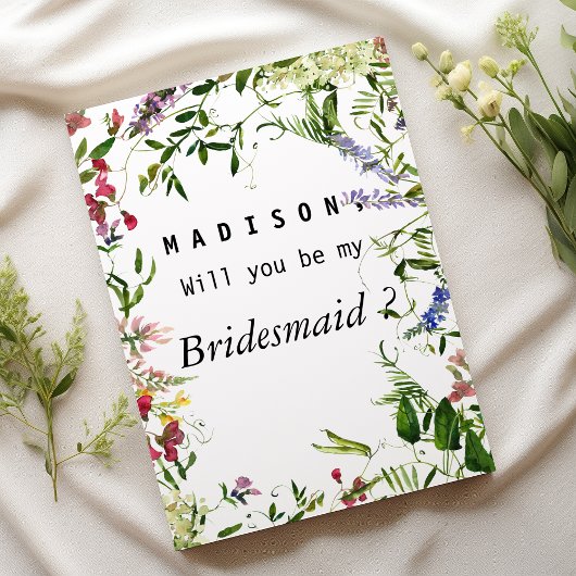 Zomroze lavendermint florale bridesmaïde kaart