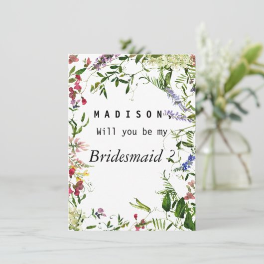 Zomroze lavendermint florale bridesmaïde kaart (Staand voorkant)